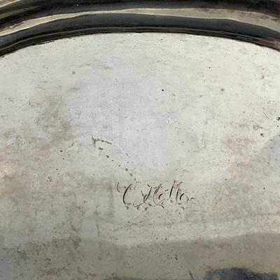 Antique Sterling Silver Monogrammed Footed Charleston SC Silversmith J Mood Oval Platter