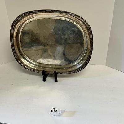 Antique Sterling Silver Monogrammed Footed Charleston SC Silversmith J Mood Oval Platter