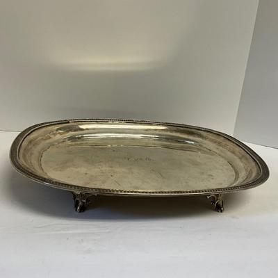 Antique Sterling Silver Monogrammed Footed Charleston SC Silversmith J Mood Oval Platter