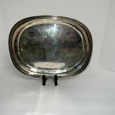Antique Sterling Silver Monogrammed Footed Charleston SC Silversmith J Mood Oval Platter