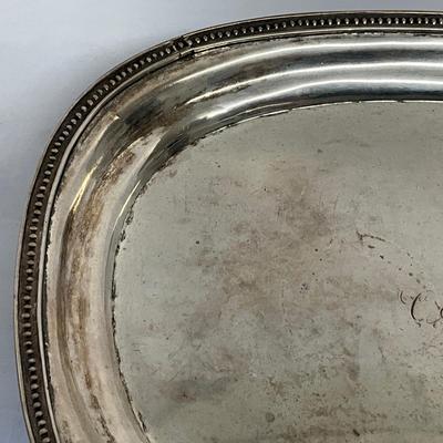 Antique Sterling Silver Monogrammed Footed Charleston SC Silversmith J Mood Oval Platter