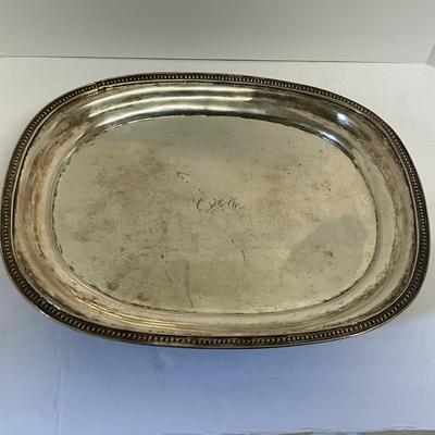 Antique Sterling Silver Monogrammed Footed Charleston SC Silversmith J Mood Oval Platter