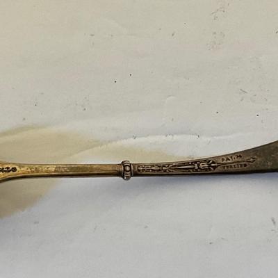 Antique sterling silver serving spoon, place card holder lot