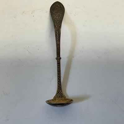 Antique sterling silver serving spoon, place card holder lot