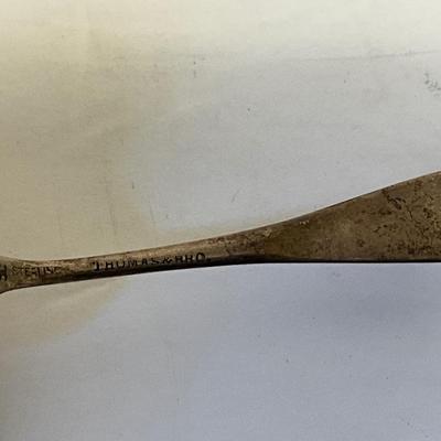Antique sterling silver serving spoon, place card holder lot