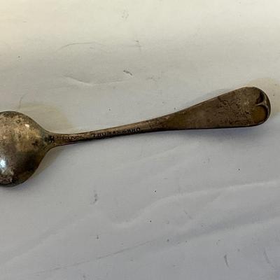 Antique sterling silver serving spoon, place card holder lot