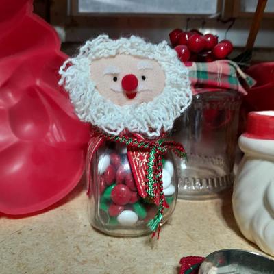 Christmas Jell-O Molds, Kitchen Christmas Items, a Christmas lined basket and more