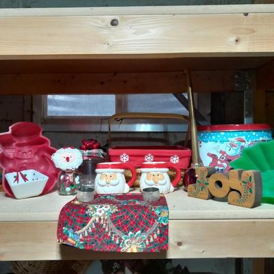 Christmas Jell-O Molds, Kitchen Christmas Items, a Christmas lined basket and more