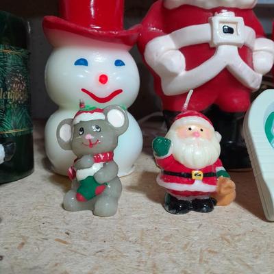 Christmas candles, Christmas mouse night light, And Vintage Christmas candles