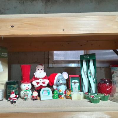 Christmas candles, Christmas mouse night light, And Vintage Christmas candles