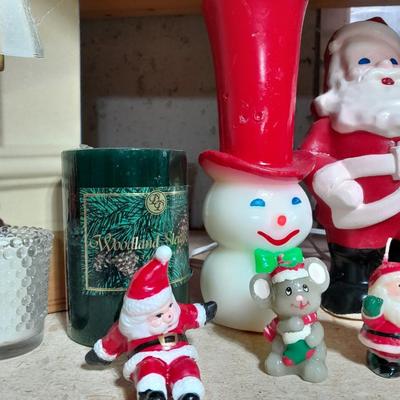 Christmas candles, Christmas mouse night light, And Vintage Christmas candles