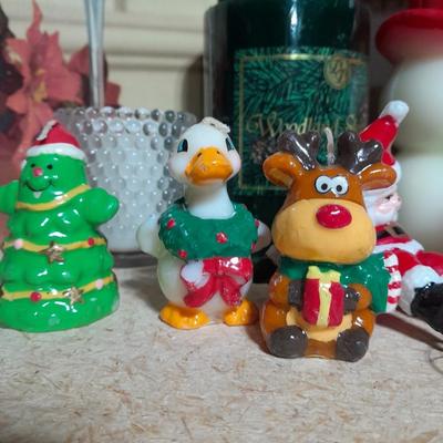 Christmas candles, Christmas mouse night light, And Vintage Christmas candles