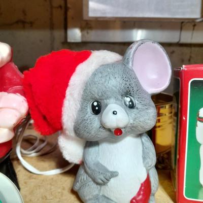 Christmas candles, Christmas mouse night light, And Vintage Christmas candles