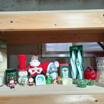 Christmas candles, Christmas mouse night light, And Vintage Christmas candles