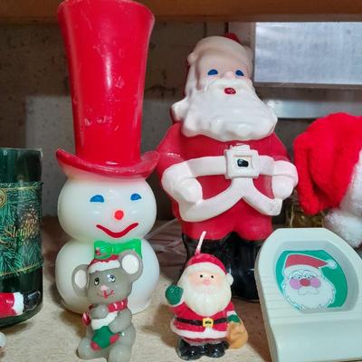 Christmas candles, Christmas mouse night light, And Vintage Christmas candles