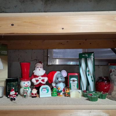 Christmas candles, Christmas mouse night light, And Vintage Christmas candles