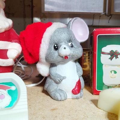 Christmas candles, Christmas mouse night light, And Vintage Christmas candles