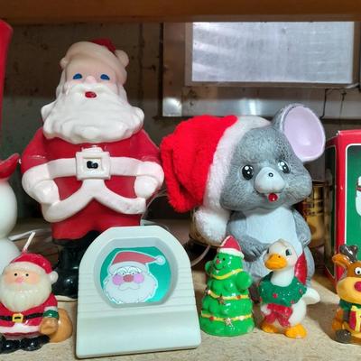 Christmas candles, Christmas mouse night light, And Vintage Christmas candles