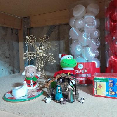 Lots of Christmas Decorations, ornaments, handmade Christmas light ball, Ornaments, and more