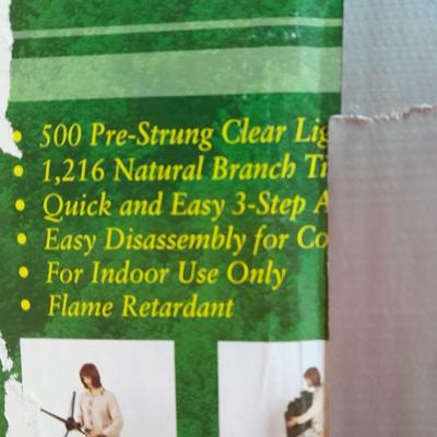 7.5' Pre-lit Canadian Pine tree, Garland, Wreaths, Christmas lights, tree skirt and more
