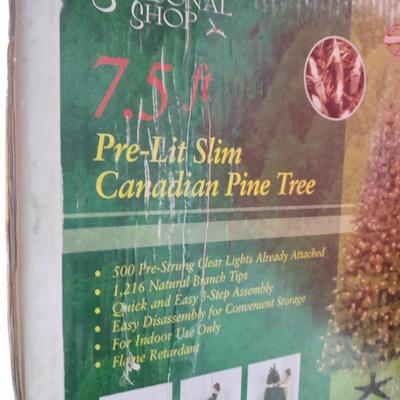 7.5' Pre-lit Canadian Pine tree, Garland, Wreaths, Christmas lights, tree skirt and more