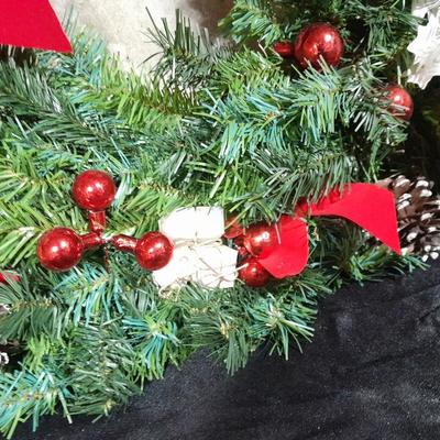 Huge faux poinsettia plant, small Christmas tree, beautiful wreath and more   Christmas Items