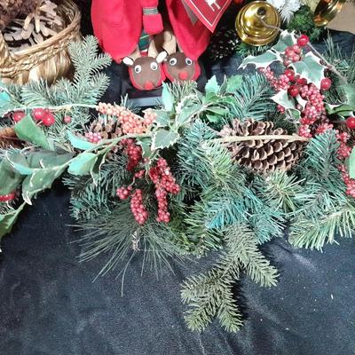 Huge faux poinsettia plant, small Christmas tree, beautiful wreath and more   Christmas Items