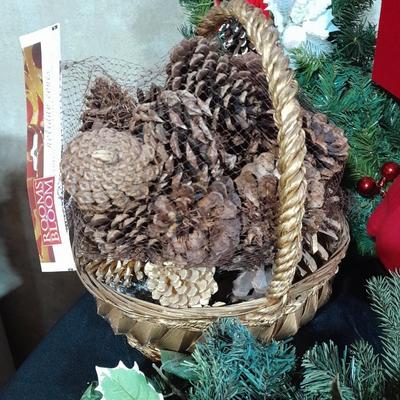 Huge faux poinsettia plant, small Christmas tree, beautiful wreath and more   Christmas Items