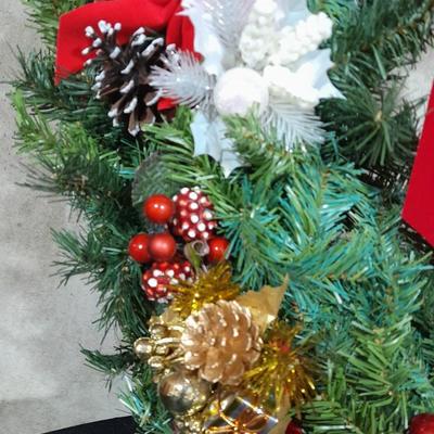 Huge faux poinsettia plant, small Christmas tree, beautiful wreath and more   Christmas Items