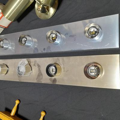 Vanity lighting for home repair and wooden hook board
