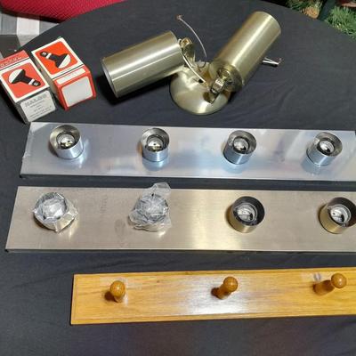 Vanity lighting for home repair and wooden hook board