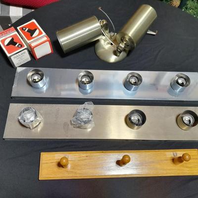 Vanity lighting for home repair and wooden hook board