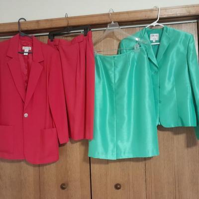Two Blazer / Skirt Sets Laura Gayle Size 14, and NWT Sea green LeSuit size 14