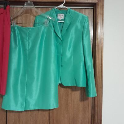 Two Blazer / Skirt Sets Laura Gayle Size 14, and NWT Sea green LeSuit size 14
