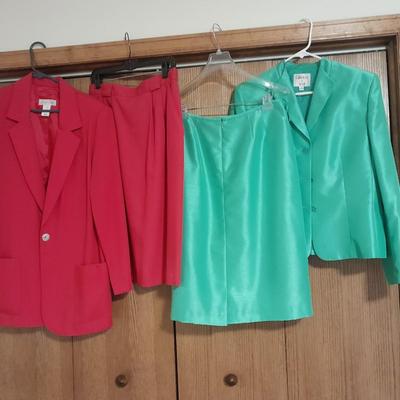 Two Blazer / Skirt Sets Laura Gayle Size 14, and NWT Sea green LeSuit size 14