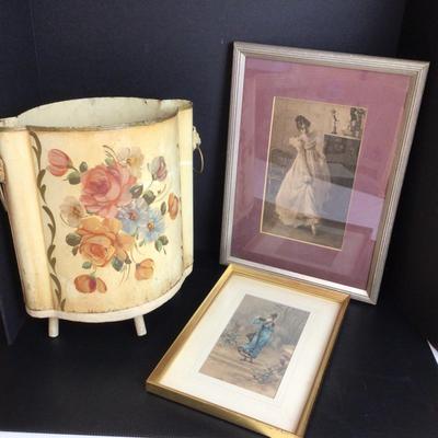 641 Towle Wear Waste Basket & Framed Ladies
