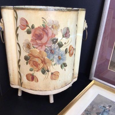 641 Towle Wear Waste Basket & Framed Ladies