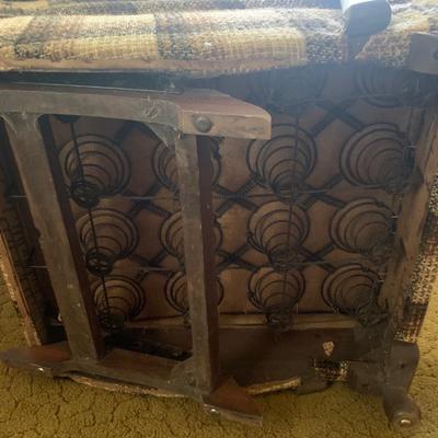 Vintage Plaid Fabric Recliner w/ottoman