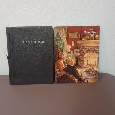 Two religious' books, Leaves of Gold tie bound book and Ideals Scrap book