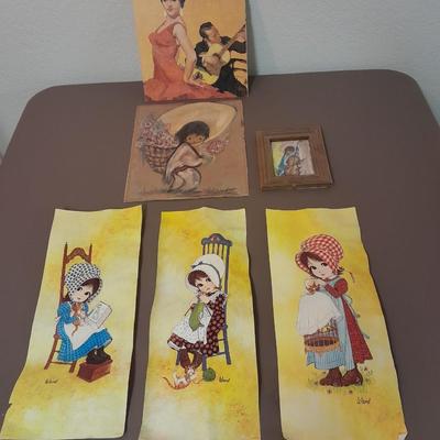 Vintage prints and art Ward, DeGrazia, and lady dancing to man playing guitar