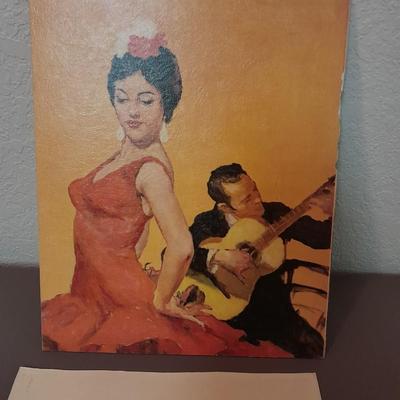Vintage prints and art Ward, DeGrazia, and lady dancing to man playing guitar