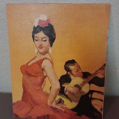 Vintage prints and art Ward, DeGrazia, and lady dancing to man playing guitar