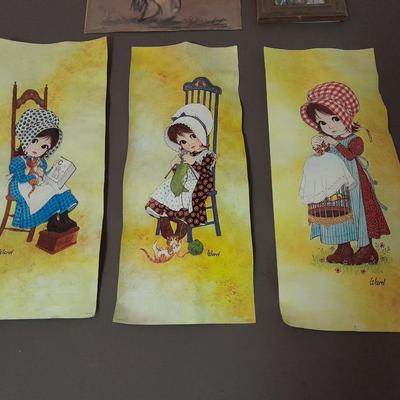Vintage prints and art Ward, DeGrazia, and lady dancing to man playing guitar