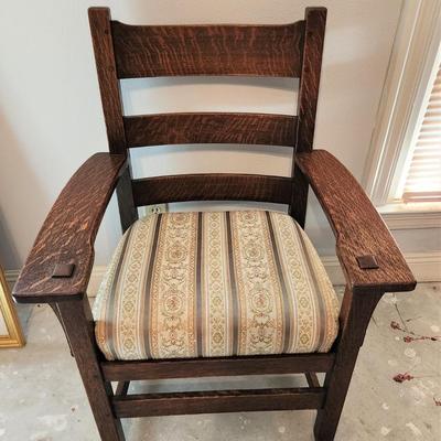 Lot #165  Antique Mission Style Armchair - solid oak