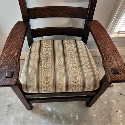 Lot #165  Antique Mission Style Armchair - solid oak