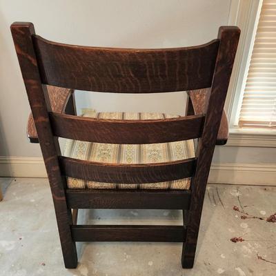 Lot #165  Antique Mission Style Armchair - solid oak