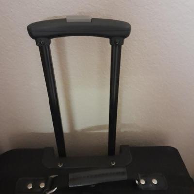 Protool and Luggage, black leather-like case and Samsonite suitcase