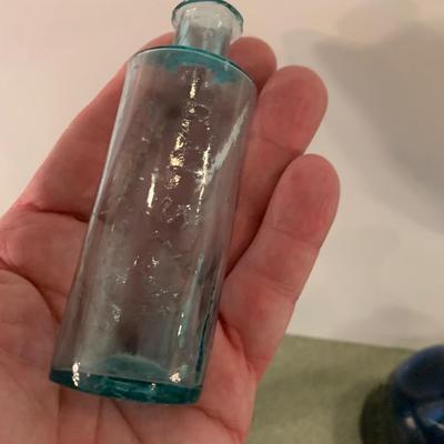 THREE Antique Bottles - Cobalt Blue New York Clear