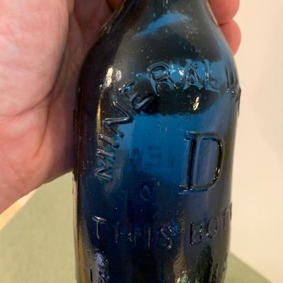 THREE Antique Bottles - Cobalt Blue New York Clear