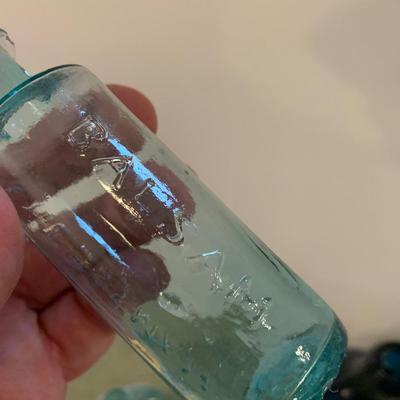 THREE Antique Bottles - Cobalt Blue New York Clear